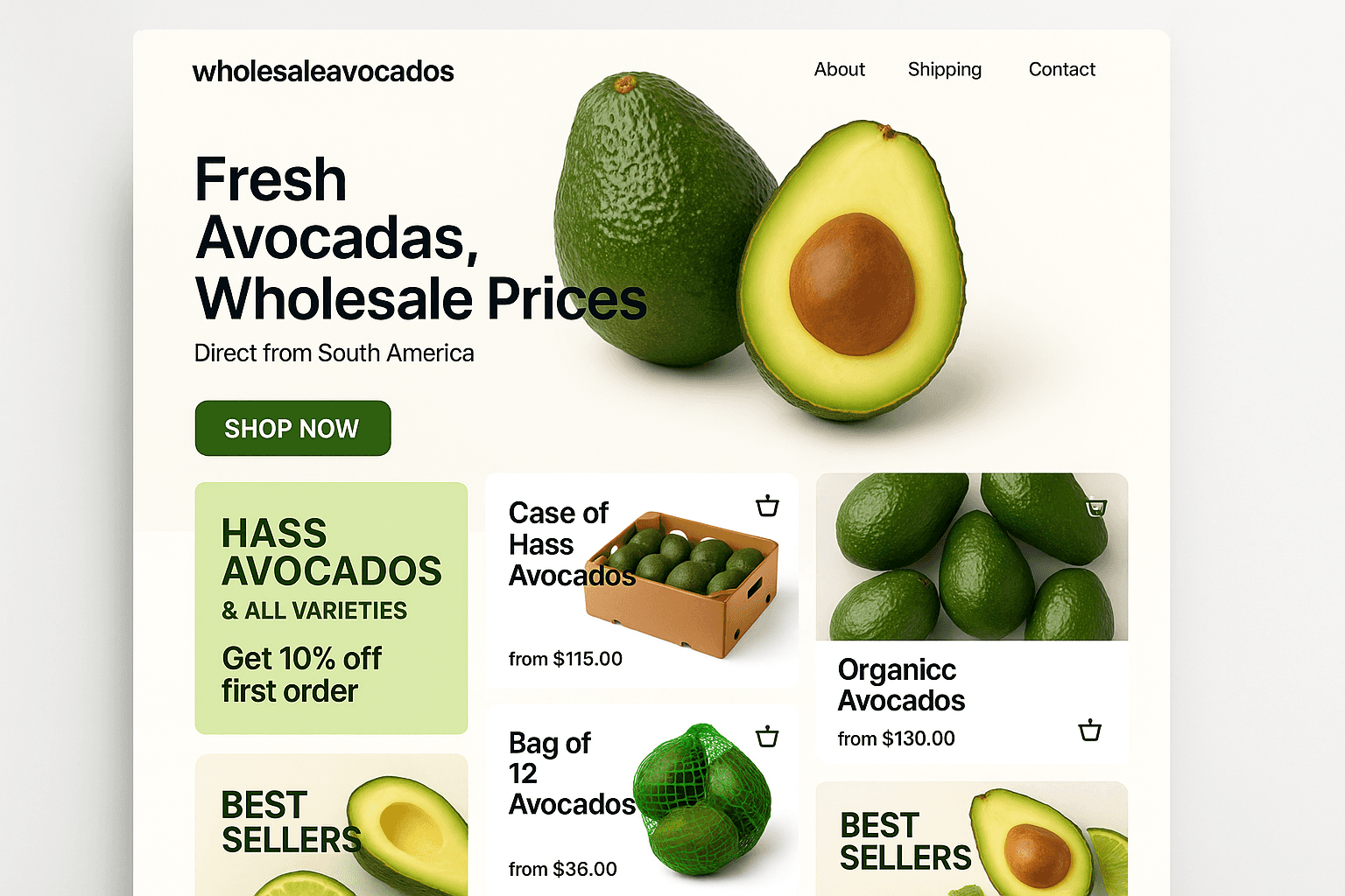 wholesaleavocados.com website mockup